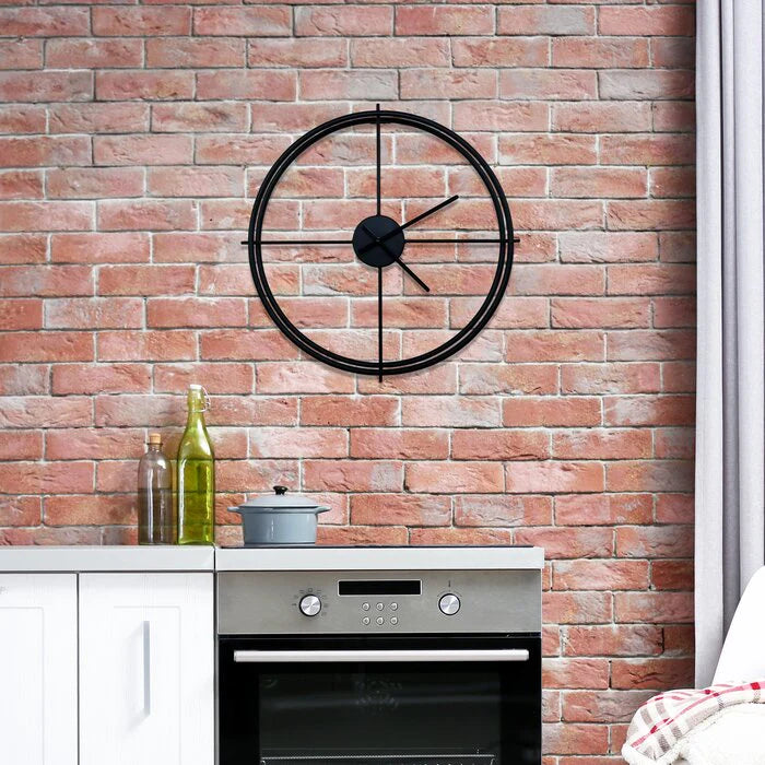 Open-Back 24-inch Dia Wall Clock in Black with Crosshair-Style Quadrant Lines