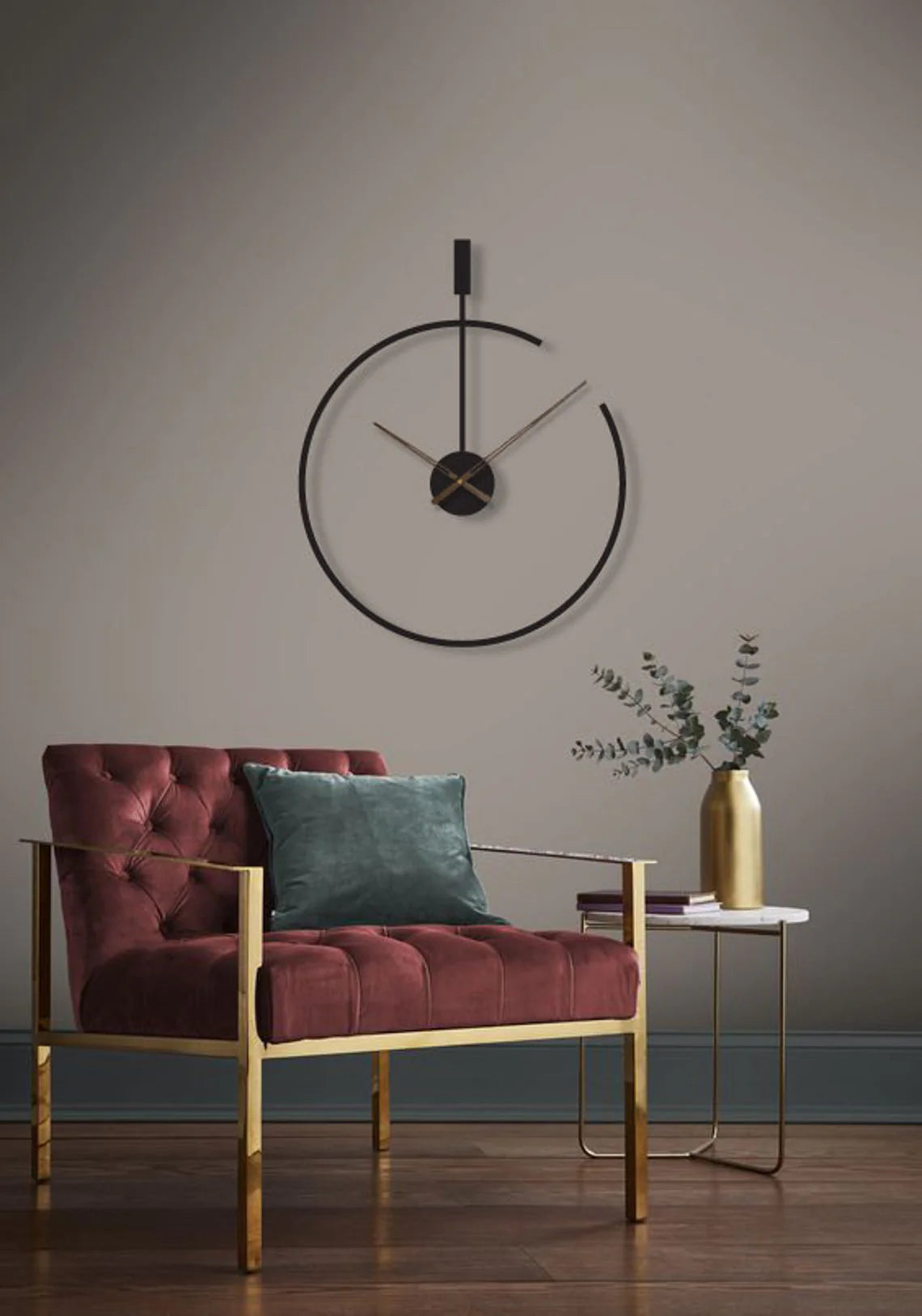 Broken Circle Wall Clock – 24-Inch Modern Minimalist Timepiece in Matte Black