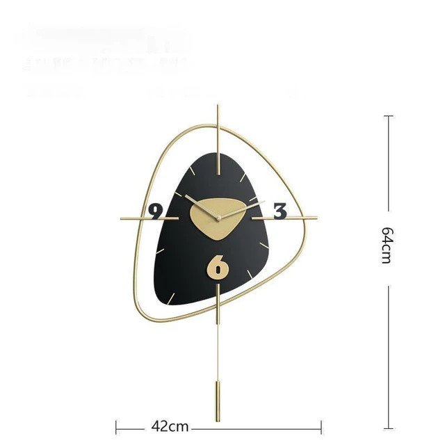 Black Pebble Stone Dial Design Clock with Gold Orbit Frame & Vertical Pendulum
